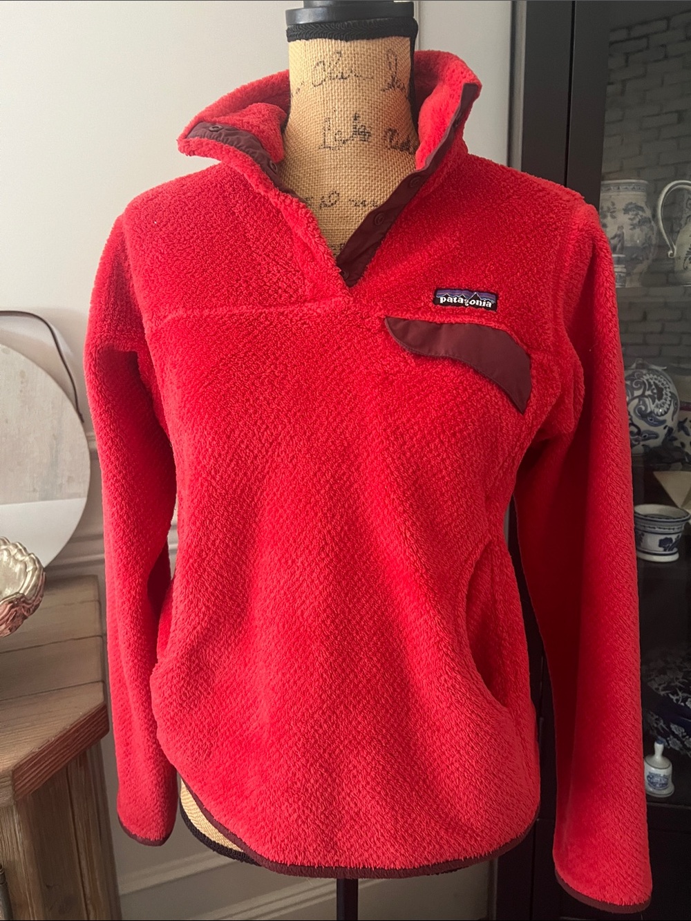 Patagonia Red Fleece Snap-T Style Pullover